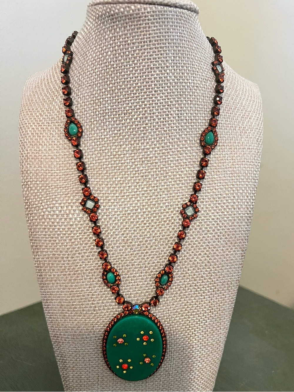 Vintage Signed Sorrelli Rhinestone Necklace & Earrings Statement Jewelry Set